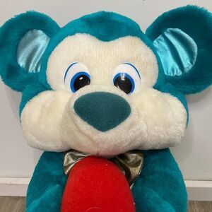 Vintage 1994 Nanco Mouse Bear Valentine Heart Plush 16” Turquoise Teal